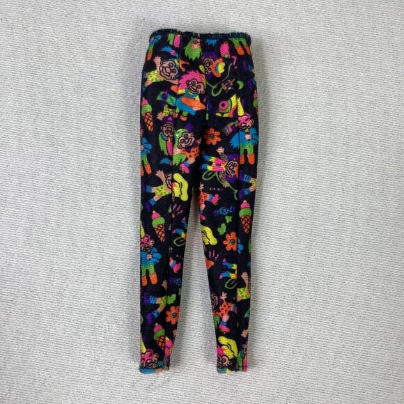 Vintage Barbie Doll Leggings Pants 90s Style Handmade Neon Troll Cartoon Pattern - Picture 2 of 7
